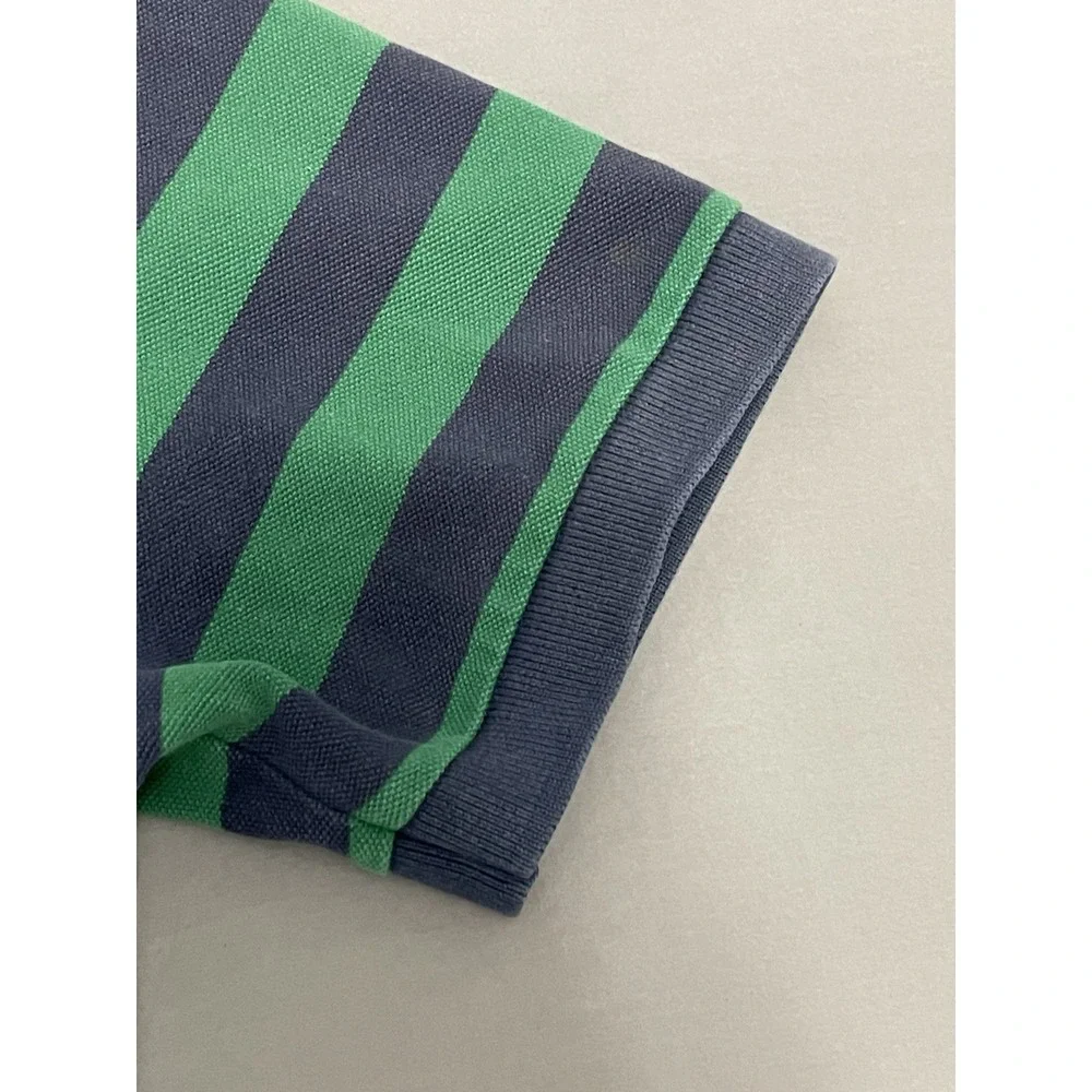 Vintage Ralph Lauren Polo Shirt Men's L Blue Stripe Short Sleeve 90s VTG Retro